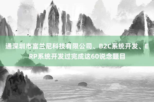 通深圳市富兰尼科技有限公司、B2C系统开发、ERP系统开发过完成这60说念题目